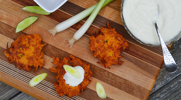 Sweet Potato Latkes with Sour Cream and Lime